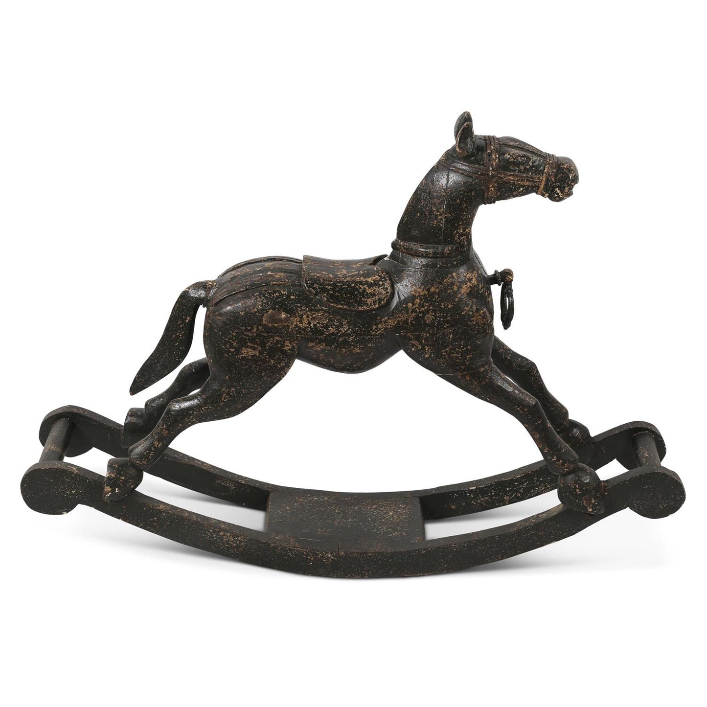 43.5 Inch Black Painted Wooden Rocking Horse