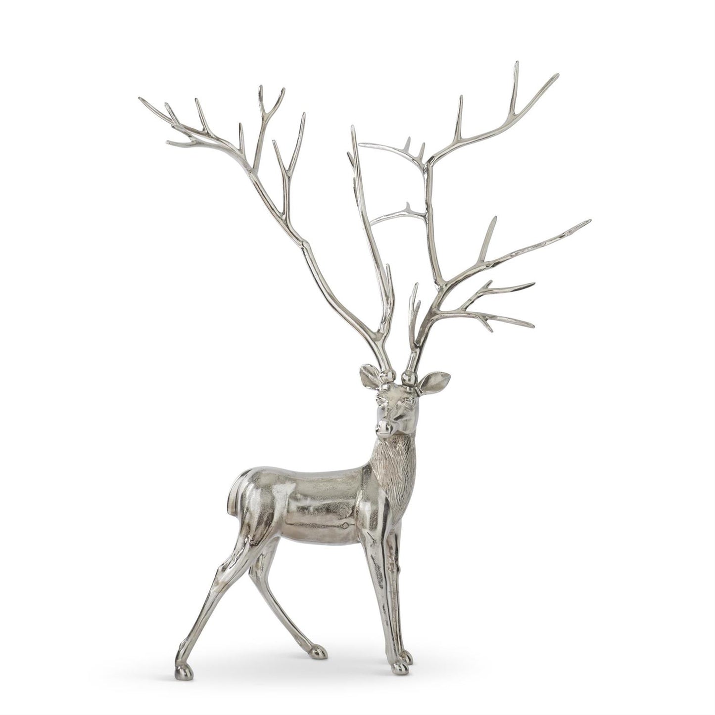 58 Inch Silver Metal Standing Deer