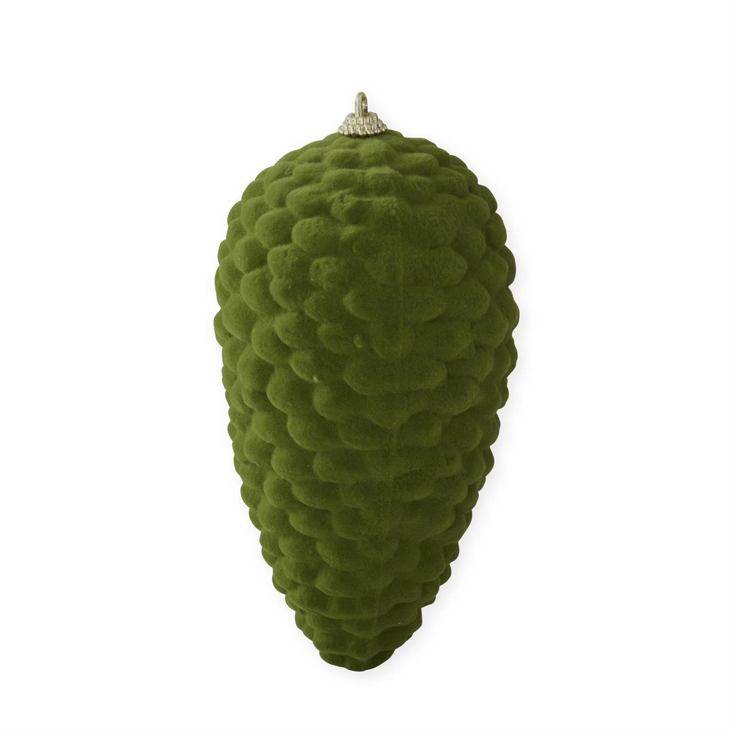 7 Inch Green Velvet Flocked Closed Pinecone Ornament