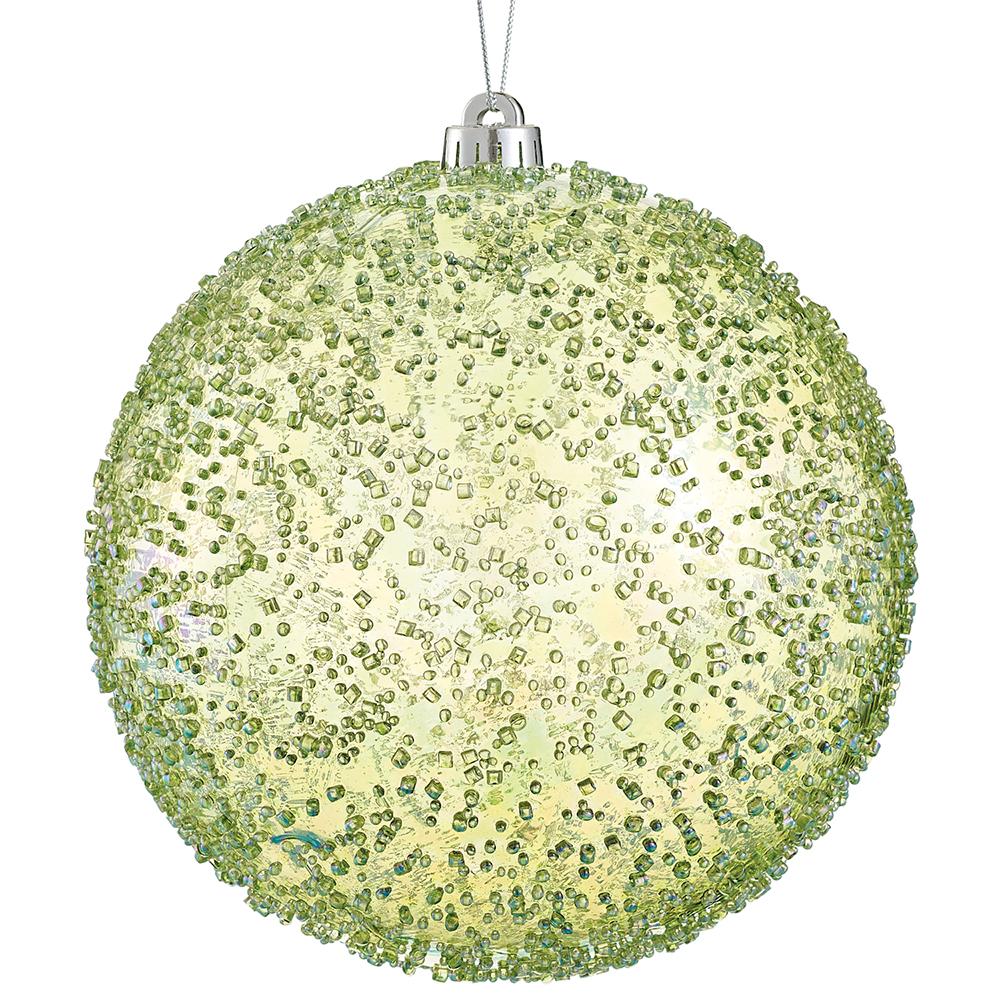 8" Beaded Plastic Ball Ornament Green