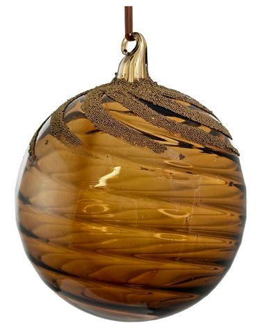 Glass spiral ball brown gold glass glitter 12cm
