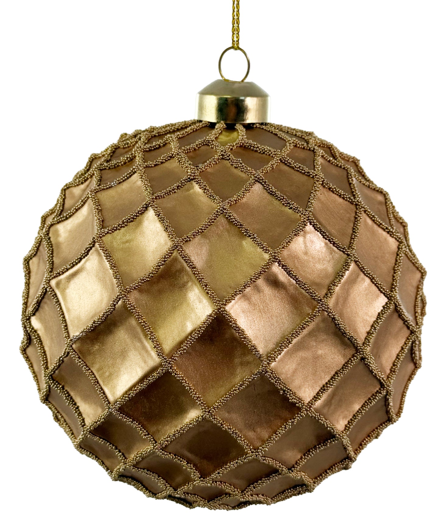Glass net ball gold painting beaded 12cm