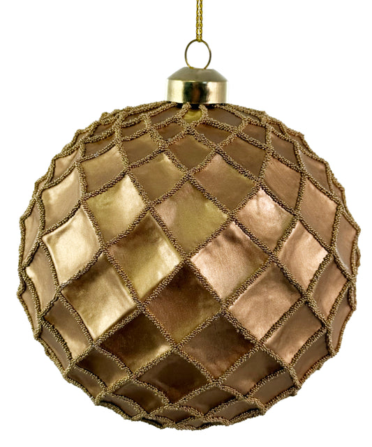 Glass net ball gold painting beaded 12cm