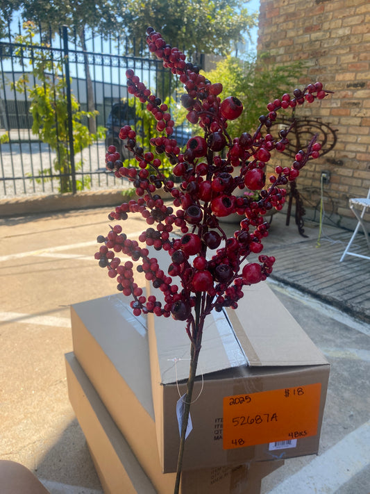 25 Inch rosehip and red berry stem