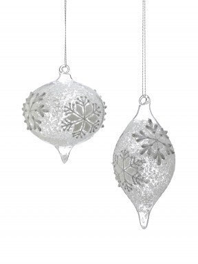 4-5.5" GLS ONION SFLAKE FINIAL ORNAMENT 2/AST