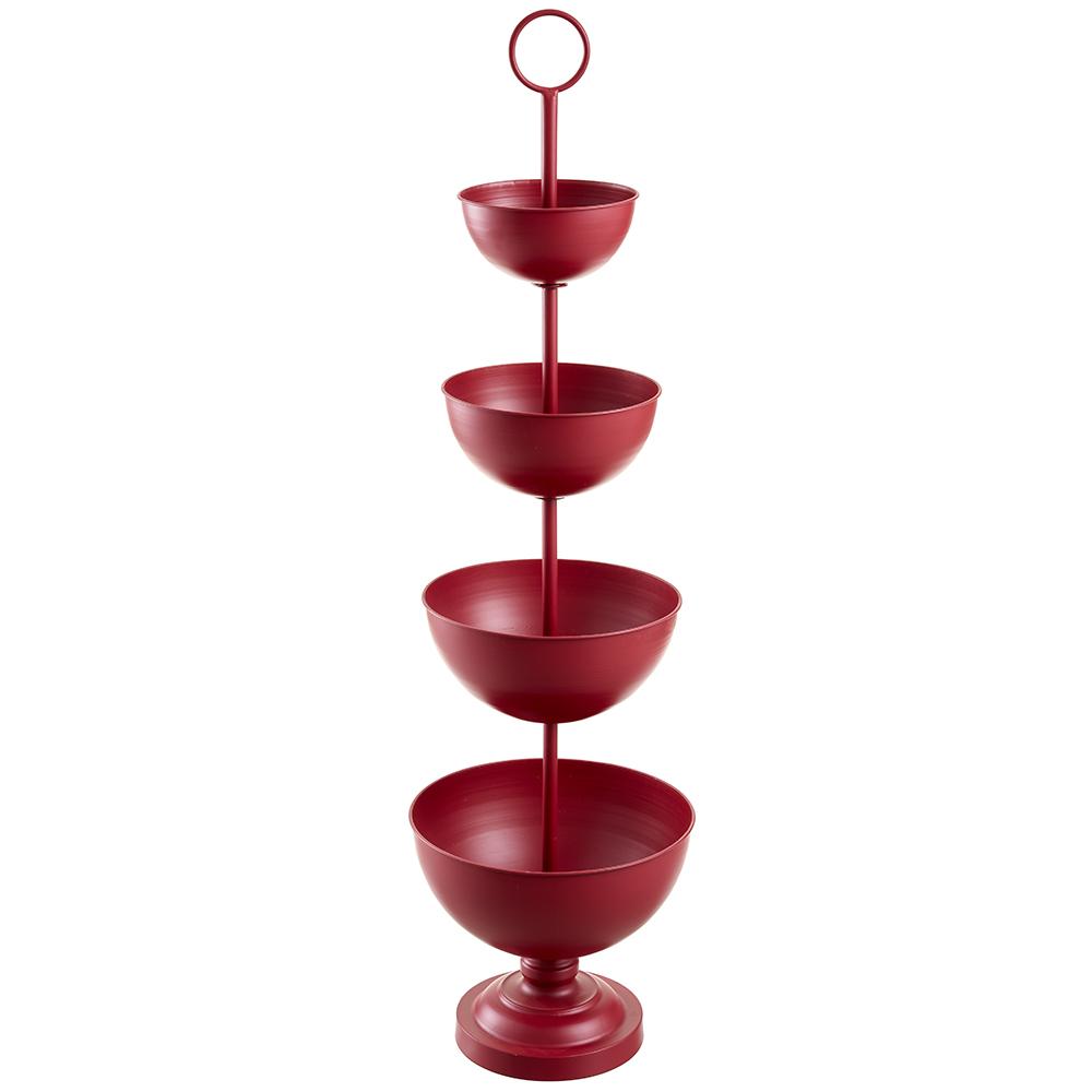 50" Four Tiered Metal Bowl Stand (knock-Down Packing) Red