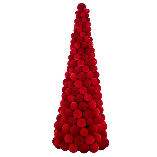 70.5" Velvet Ball Cone Topiary Red Two Tone